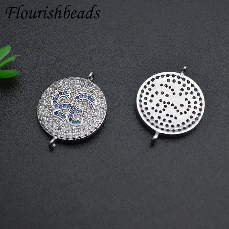10pcs/lot High Quality Jewelry Findings Paved CZ Beads Round Connector Clasp for DIY Necklace Bracelet