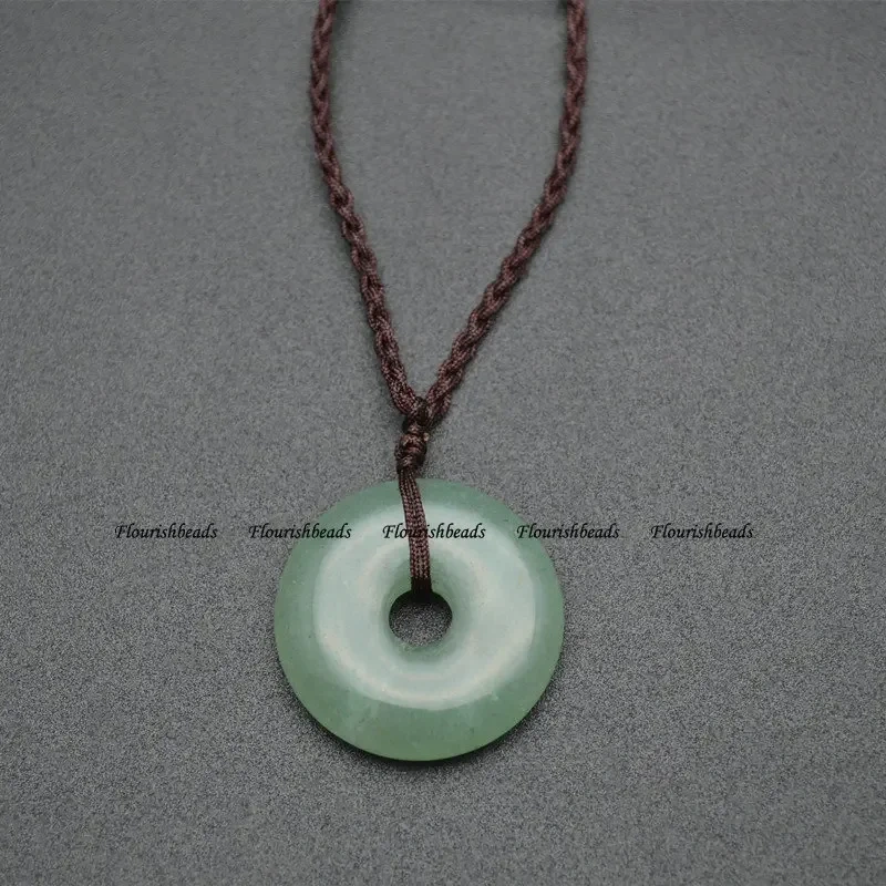 Buty-Bzi Popular Natural Gemstone Round Donut Shape Pendants Classic Jewelry Party Gift Amethyst Crystal Rose Quartz