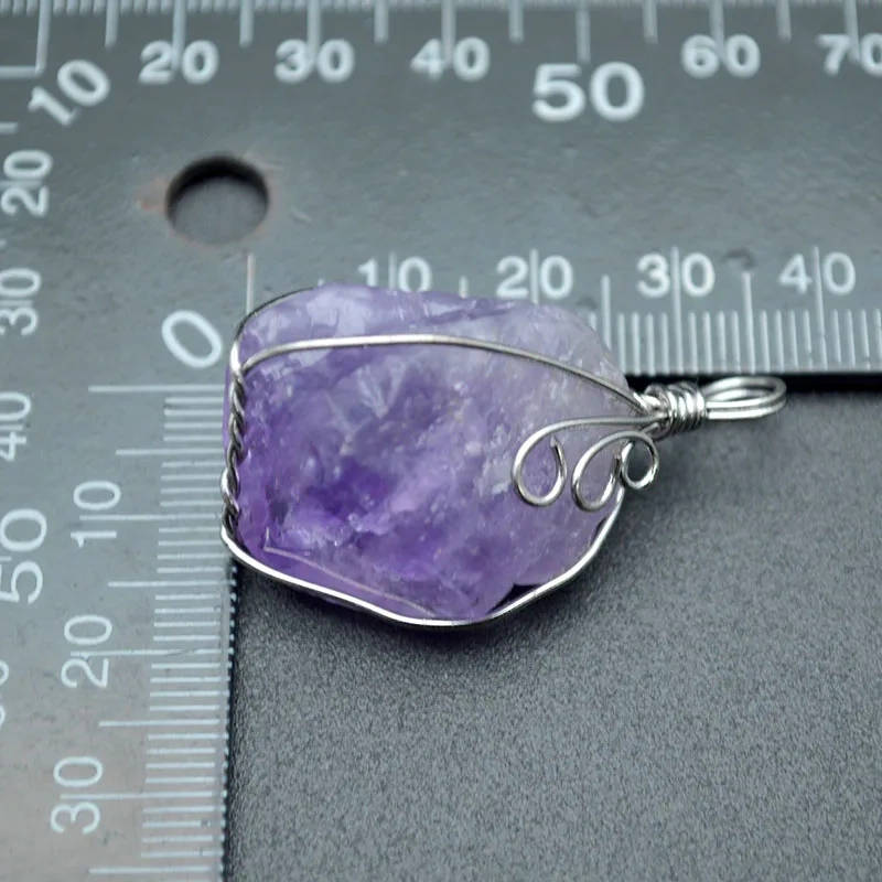 Cute Natural Amethyst Freeform Nugget Pendant Blace Cord Chains Necklace Fashion Energy Jewelry Crystal Healing Gem