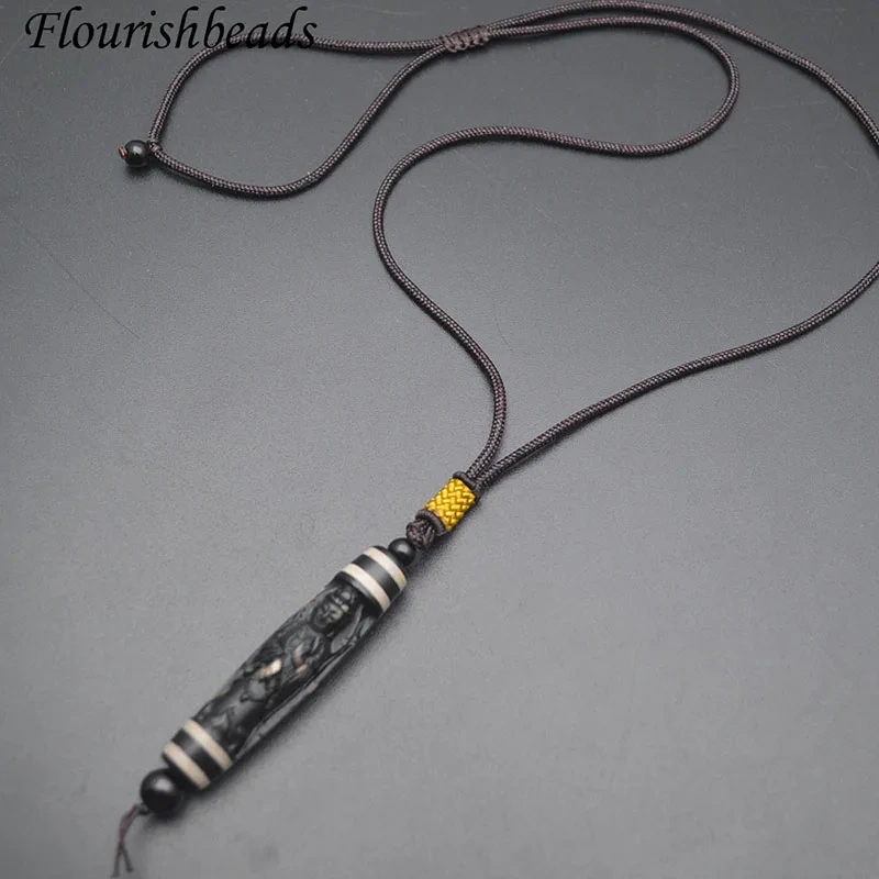 2022 New Coffee Color Agate Carving Guanyin Buddha Statue Amulet DZI Pendant Necklace for Women Men Jewelry Gift
