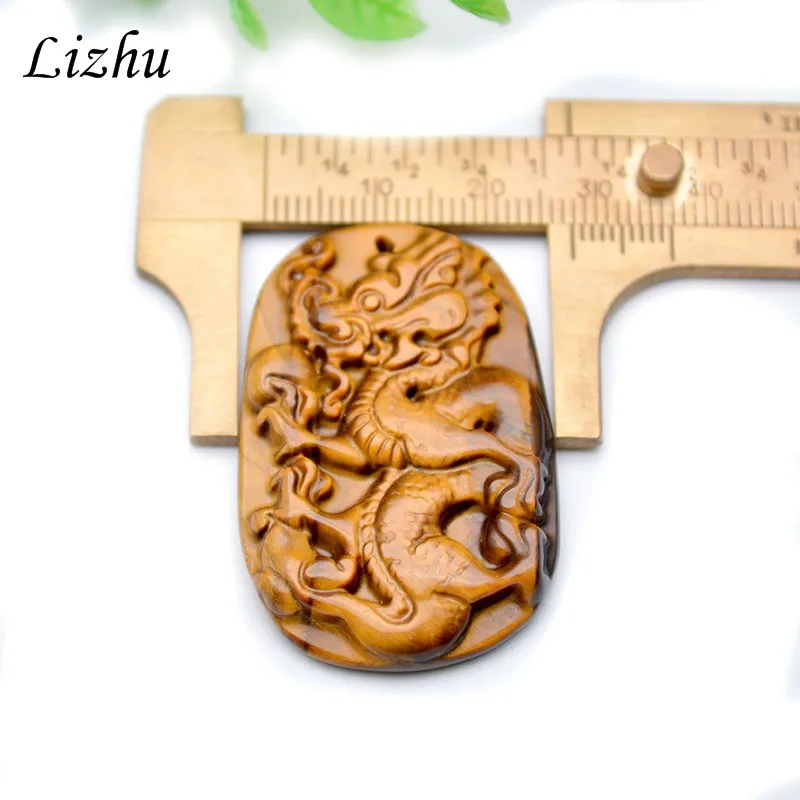 1pc Natural Stone Yellow Tiger Eye Necklaces Carving China Dragon Necklace Pendant Energy Good Luck Overbearing Jewelry