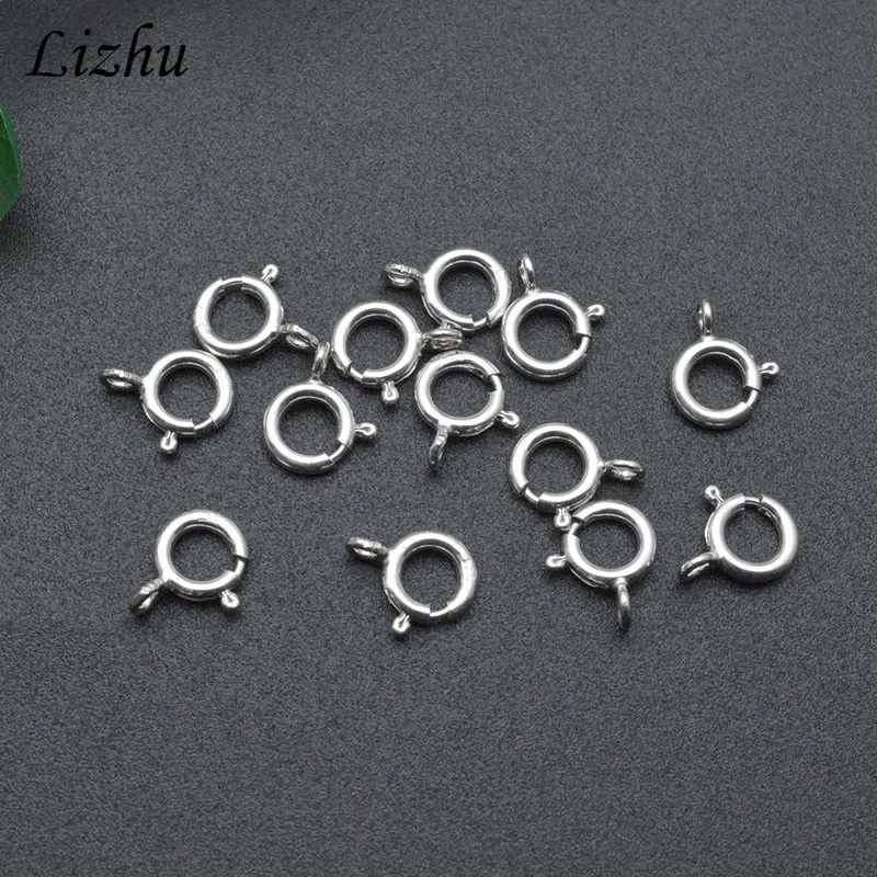 8mm 10mm 925 Sterling Silver Spring Rings Clasp Connectors for DIY Jewelry Making Necklace Accessories 10pcs/lot