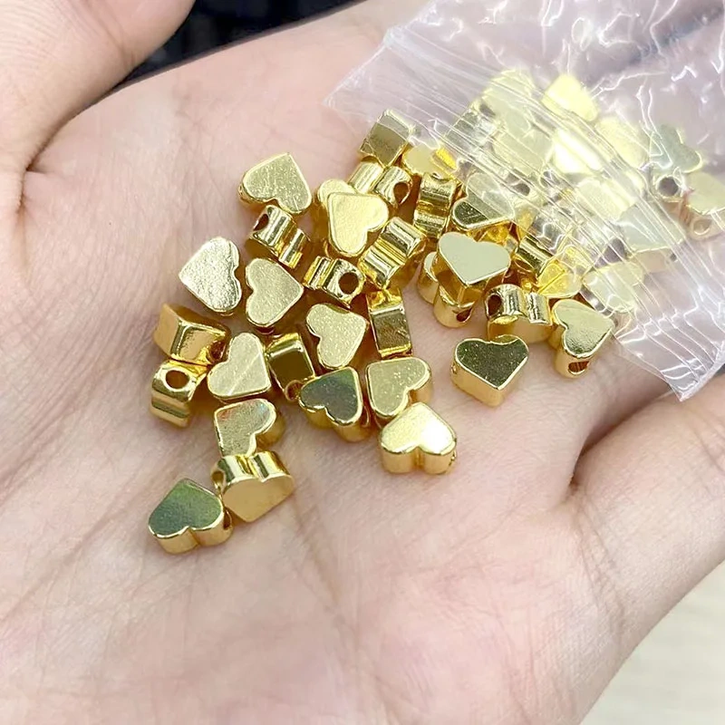 Wholesale 200pcs/lot Gold Color Star Crown Love Heart Shape 6mm Loose Spacer Beads DIY Jewelry Making Findings