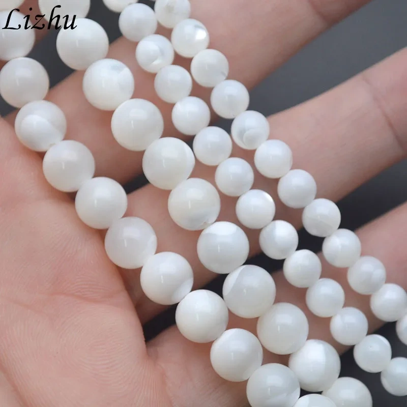 2 Strands/lot 6/8/12mm Natural Trochus Shell Stone Beads White Coffee Color Mother of Pearl Loose Bead for DIY Jewelry Making