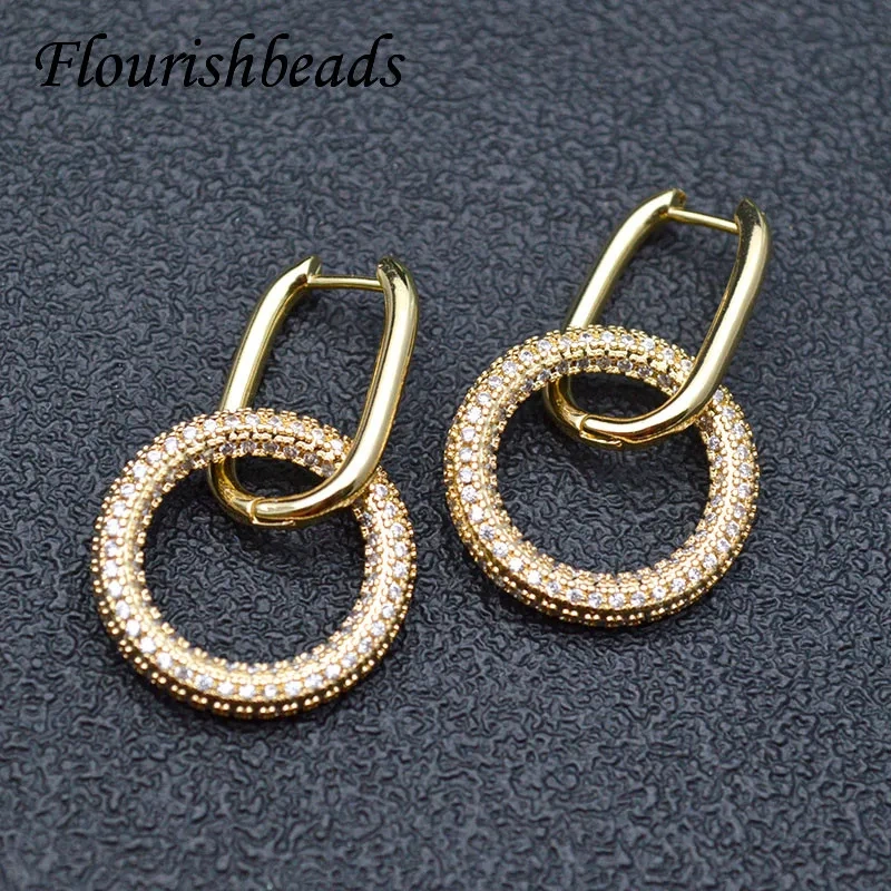 New Design Various Style Nickel Free Double Dangle Earrings Real CZ Beads Paved High Quality Women Party Jewelry Gift