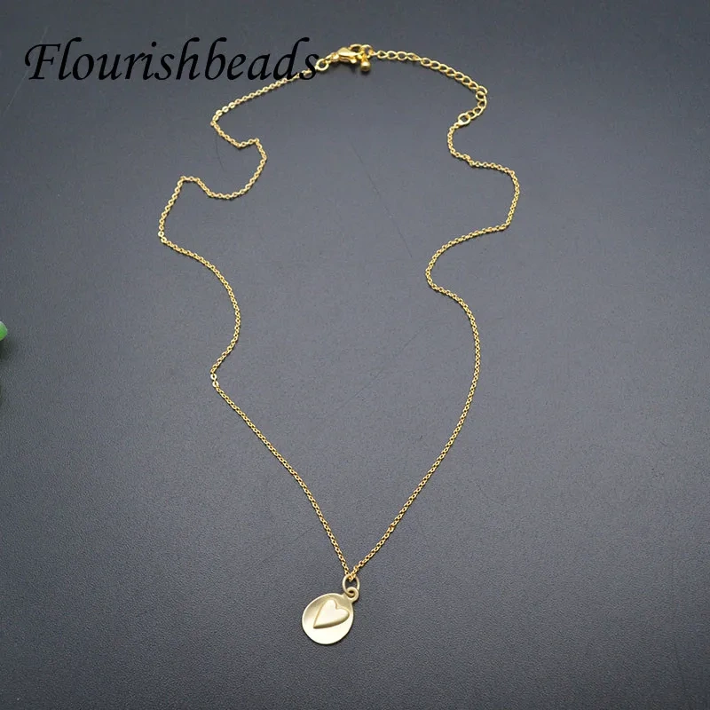 Brass Gold Color Fashion Necklace Heart Chain Pendant Simplicity Necklaces for Women Jewelry Party Charm Gifts 10pcs/lot