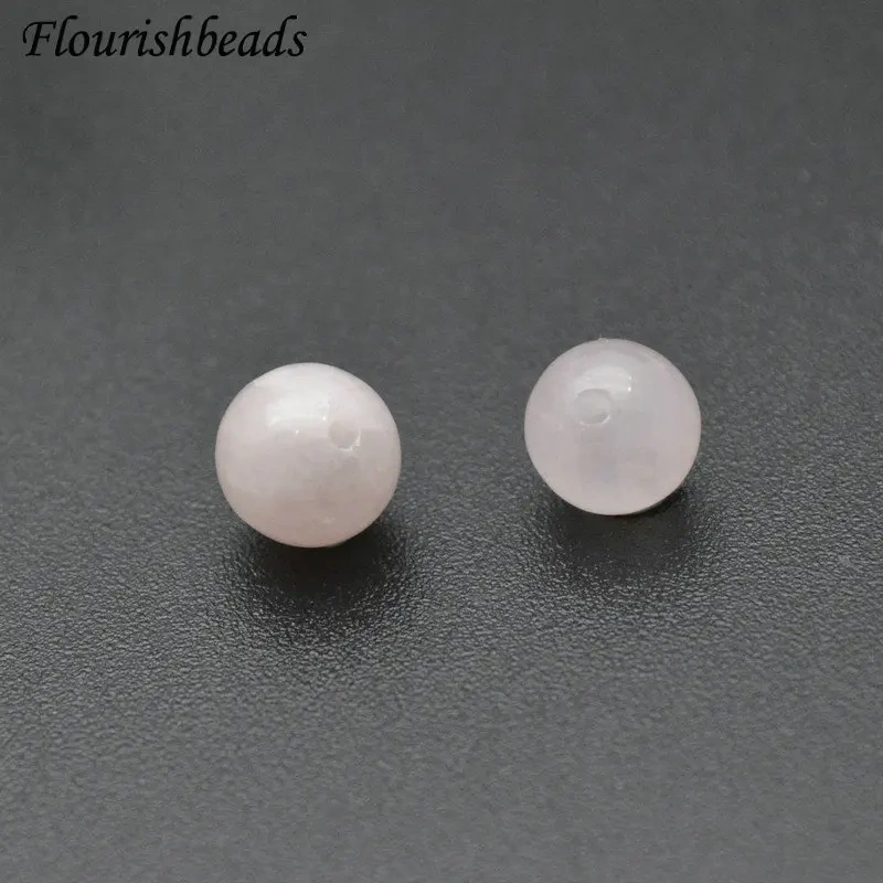 6mm 8mm 10mm Natural Pink Quartz Round Stone Beads Half Hole for Earrings DIY Jewel Making Bracelet Jewelry Findings Components