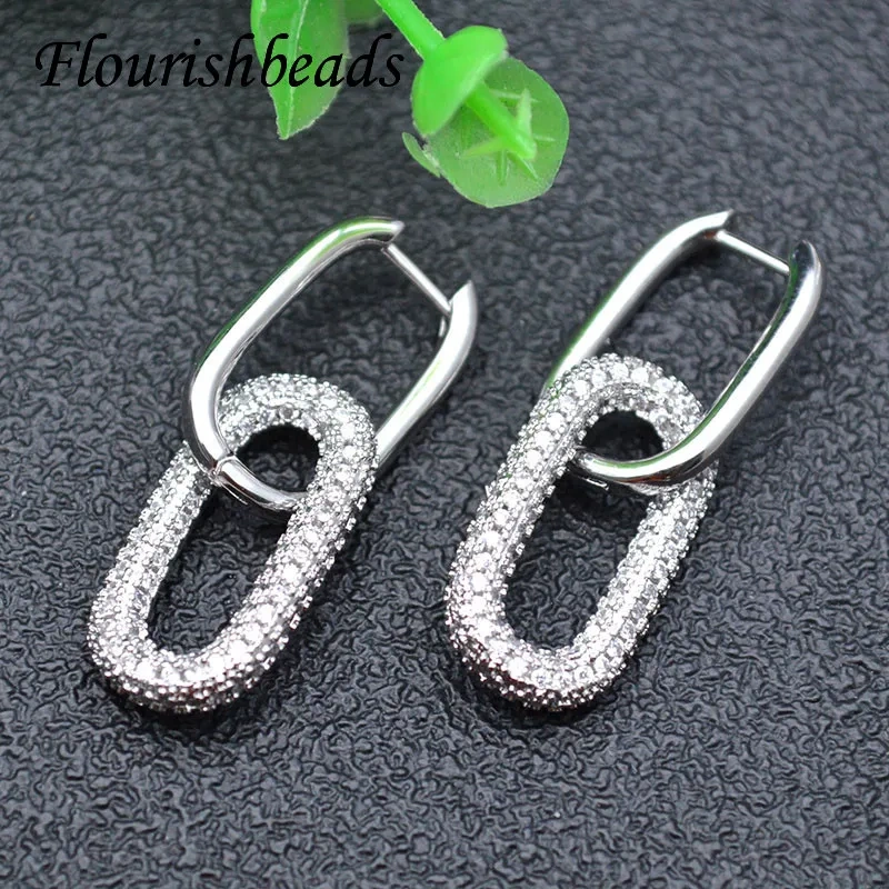 New Design Various Style Nickel Free Double Dangle Earrings Real CZ Beads Paved High Quality Women Party Jewelry Gift