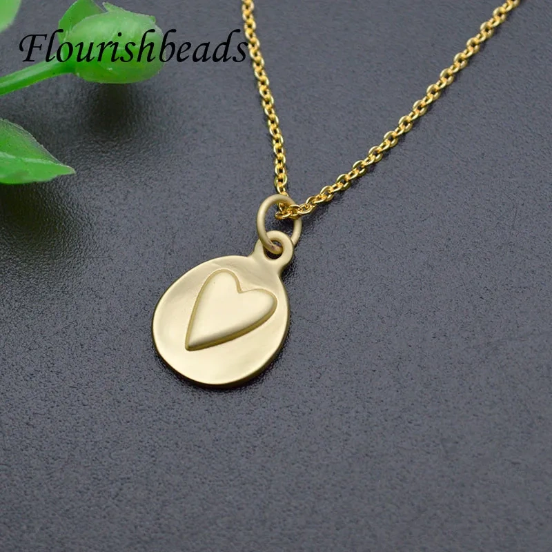 Brass Gold Color Fashion Necklace Heart Chain Pendant Simplicity Necklaces for Women Jewelry Party Charm Gifts 10pcs/lot