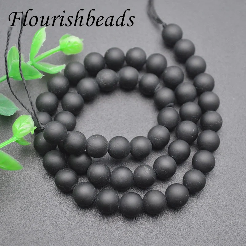 Natural Matte Black Tourmaline 6mm 8mm Round Stone Loose Beads for Bracelets Necklace Diy Jewelry Making 5strand/lot