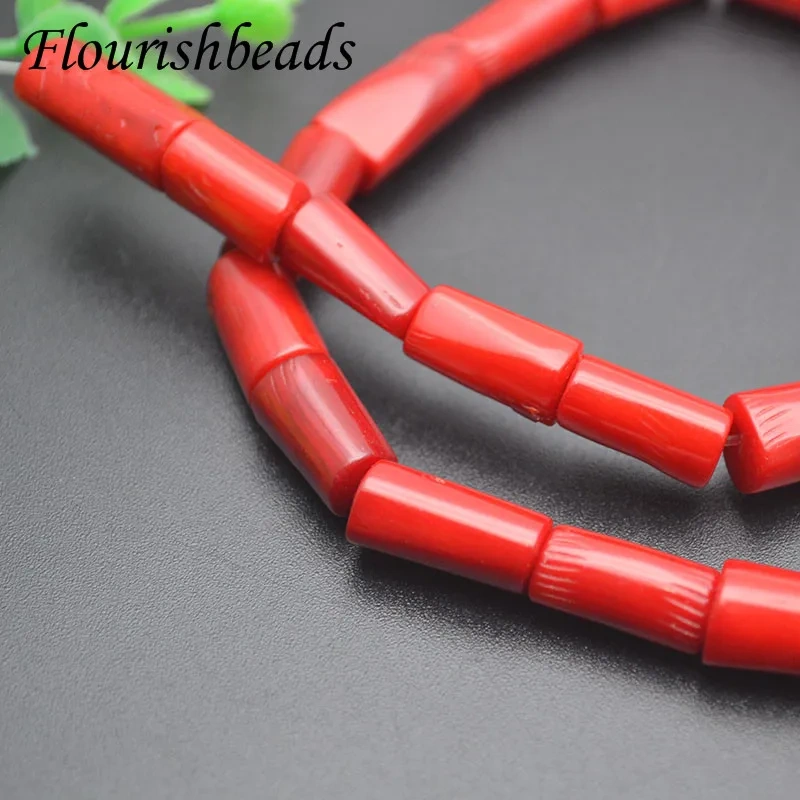 1-5 Strands Red Color Irregular Shape Tube Sea Bamboo Coral Loose Beads DIY Necklace Coral Wholesale Supplier