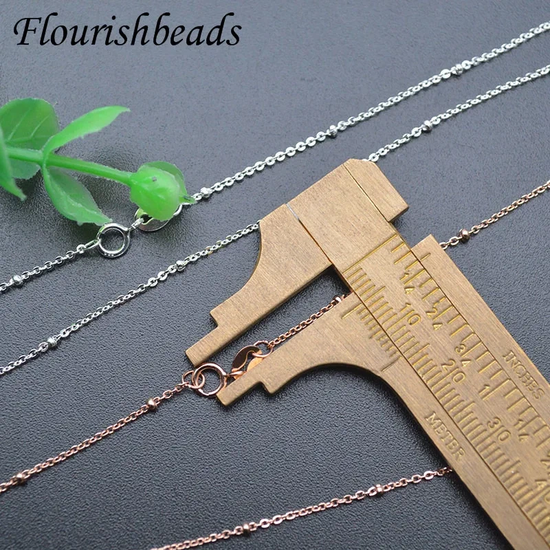S925 Sterling Silver Rose Color Beaded Chain Basic Necklace Cross O Chain for DIY Fashion Jewelry Making 10pcs/lot