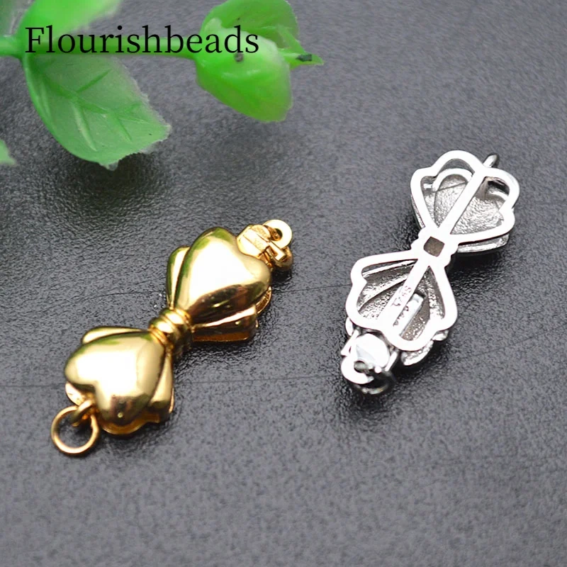 High Quality 8x23mm 925 Sterling Silver Bow Tie Design Necklace Spring Clasps Jewelry Connector Buckle DIY Jewelry Accessories
