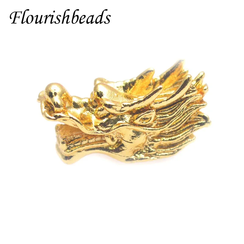 30pcs/lot Real Gold Plated Nickel Free Metal Dragon Head Loose Beads DIY Lucky Bracelet Necklace Jewelry Making