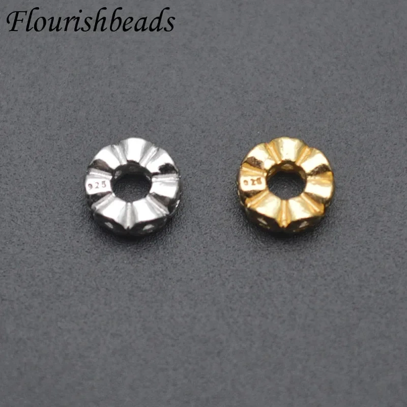 20pcs/lot 2x4 / 2x6mm 925 Sterling Paved Zircon Bead Cap Flower Spacer Beads for DIY Fine Jewelry Making Findings