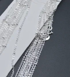 S925 Sterling Silver Rose Color Beaded Chain Basic Necklace Cross O Chain for DIY Fashion Jewelry Making 10pcs/lot