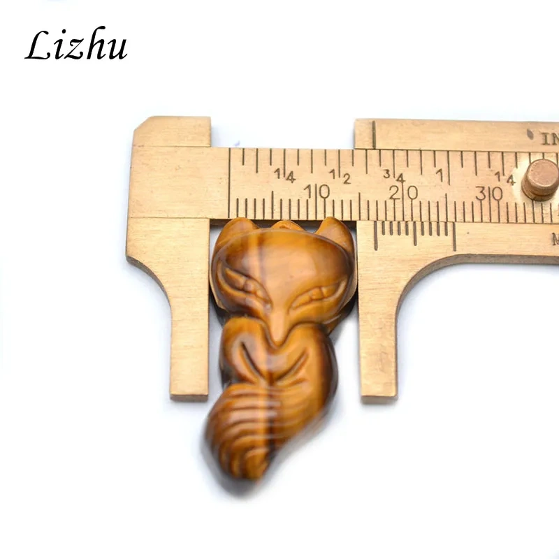 Natural Tiger Eye Gemstone Carved Fox Shape Animal Pendants Necklace Unique Adjustable Cord Jewelry Party Gift