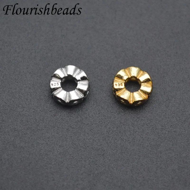 20pcs/lot 2x4 / 2x6mm 925 Sterling Paved Zircon Bead Cap Flower Spacer Beads for DIY Fine Jewelry Making Findings