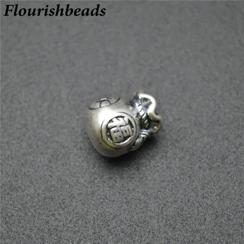 Popular Vintage S999 Anti Silvery Money Bag Shape Beads Purse Charms Fits Bracelet Necklace Making 10x12mm