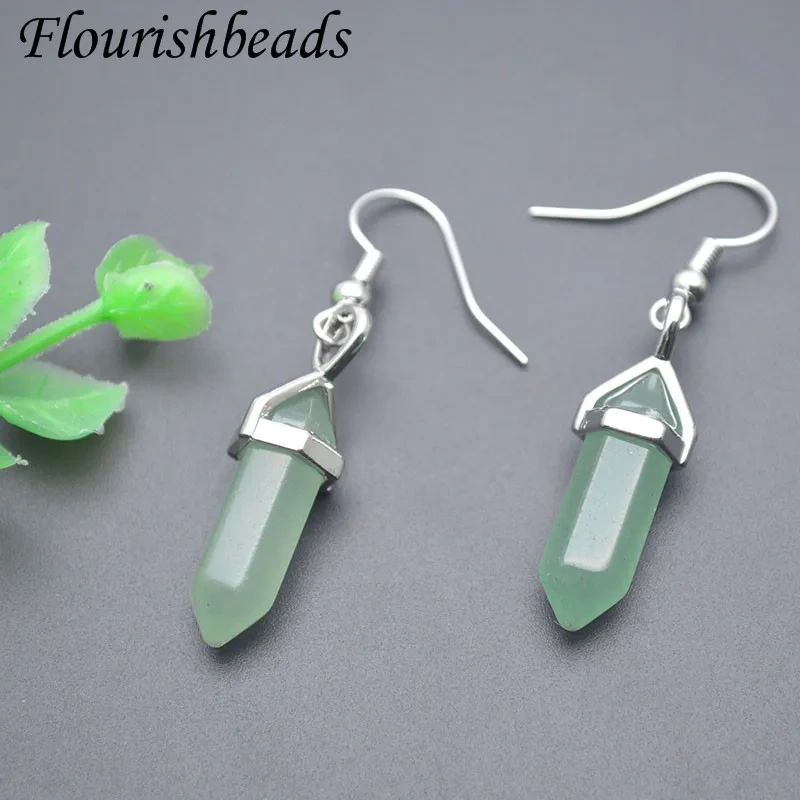 Natural Quartz Earrings Hexagonal Agates Green Aventurine Opal Dangle Earrings for Women Healing Reiki Jewelry Gift