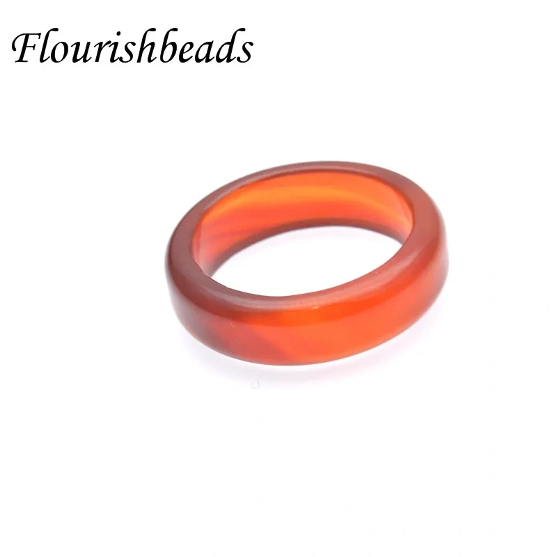 Wholesale Width 6mm 30pcs/lot New Top Quality Natural Agates Chalcedony Finger Rings for Women Men Gift