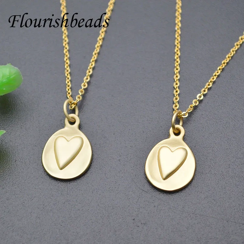 Brass Gold Color Fashion Necklace Heart Chain Pendant Simplicity Necklaces for Women Jewelry Party Charm Gifts 10pcs/lot
