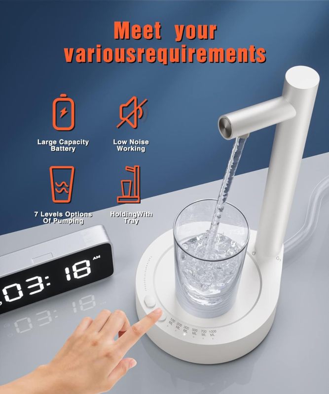 Intelligent Desktop Water Bottle Dispenser Universal Portable Electric Dispenser for Home,Office,Outdoor (White)