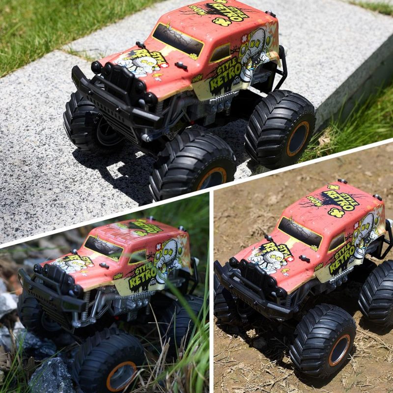 1:14 All Terrain Off-Road 2.4Ghz Remote Control Monster Trucks for Boys with LED Lights (Orange)