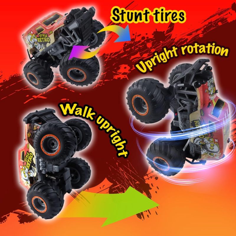 1:14 All Terrain Off-Road 2.4Ghz Remote Control Monster Trucks for Boys with LED Lights (Orange)