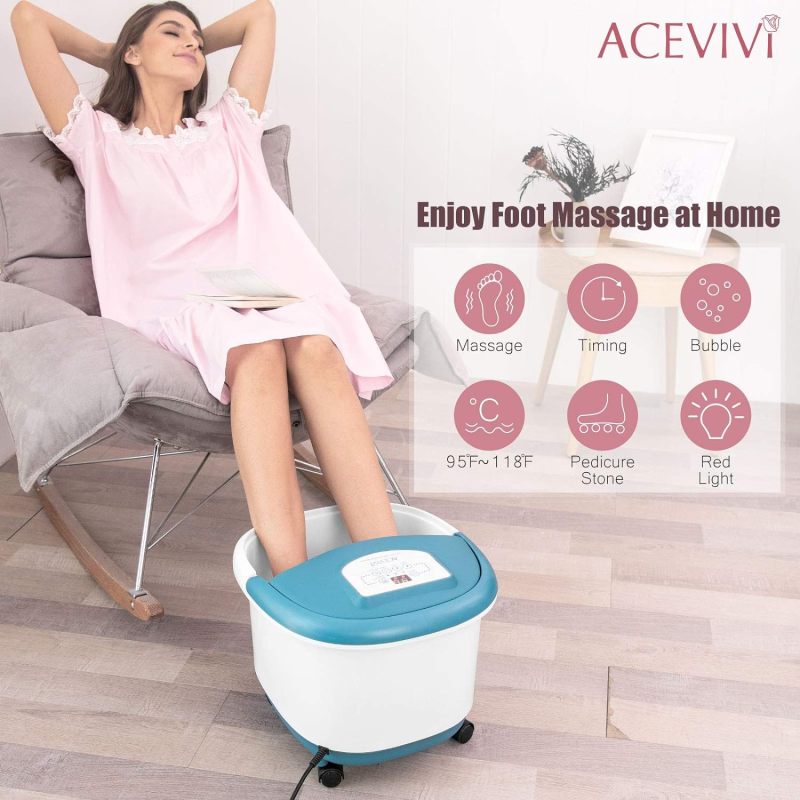 Foot Spa Bath Massager with Heat and Bubble Jets Electric Soak Tub Home Bucket Heating Foot Spa Machine