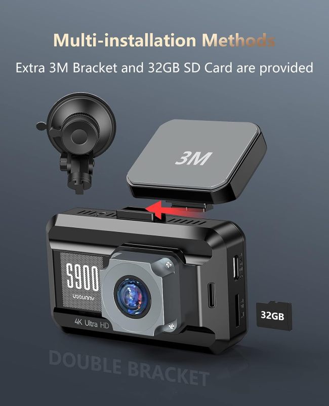 Dash Cam Front 4K and Rear 1080P Ussunny Dual Dash Camera