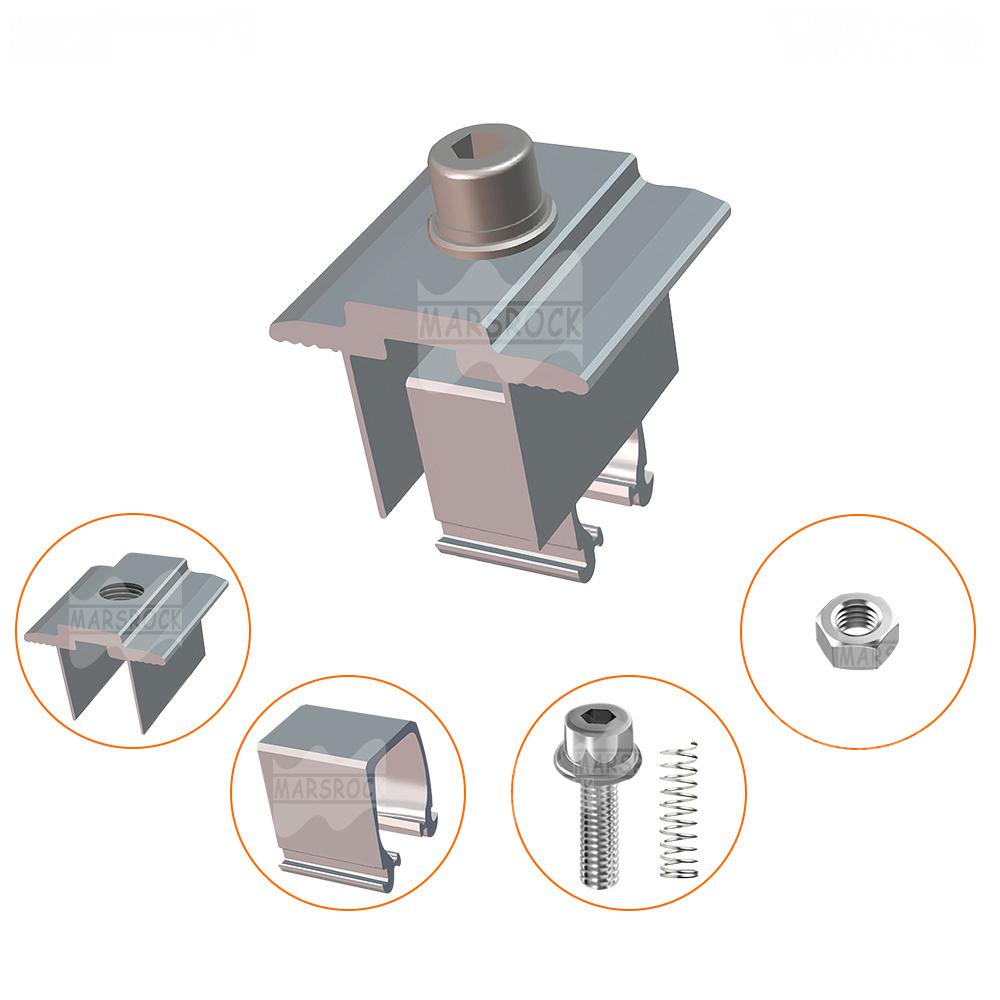 Mars Rock T Type AL6005-T5 & SUS304 Rail Free Bracket Suitable for Roof Mount