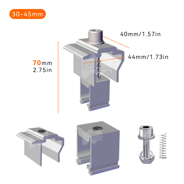 Mars Rock T Type AL6005-T5 & SUS304 Rail Free Bracket Suitable for Roof Mount