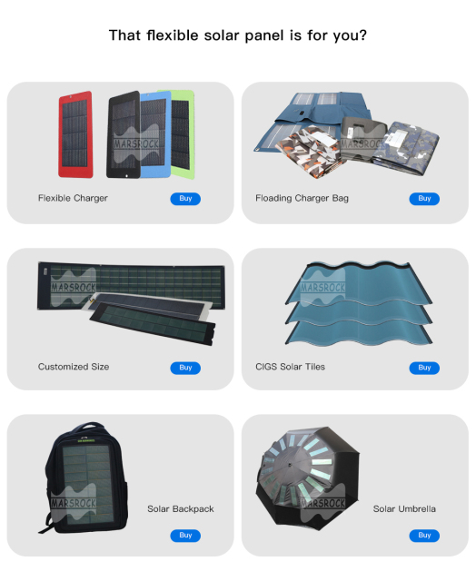 Mars Rock Metal Supplier 1490*670*2mm 190w 21.4% Flexible Solar Panels Thin Film Solar Cell Smart Home Products