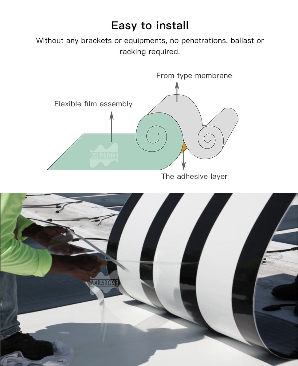 Mars Rock Metal Supplier 1040*350*2mm 60w 21.4% Flexible Solar Panels Thin Film Solar Cell Smart Home Products