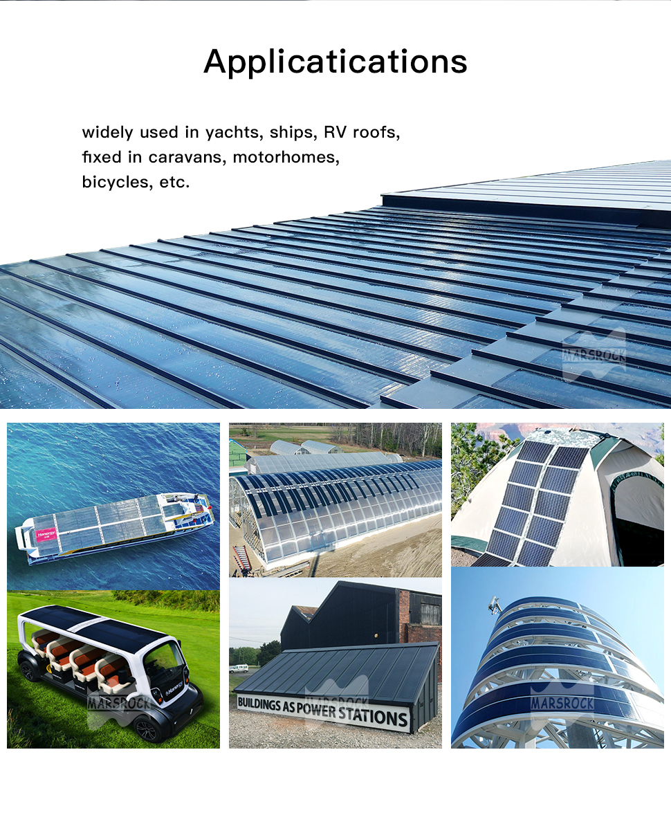 Mars Rock Metal Supplier 1040*350*2mm 60w 21.4% Flexible Solar Panels Thin Film Solar Cell Smart Home Products