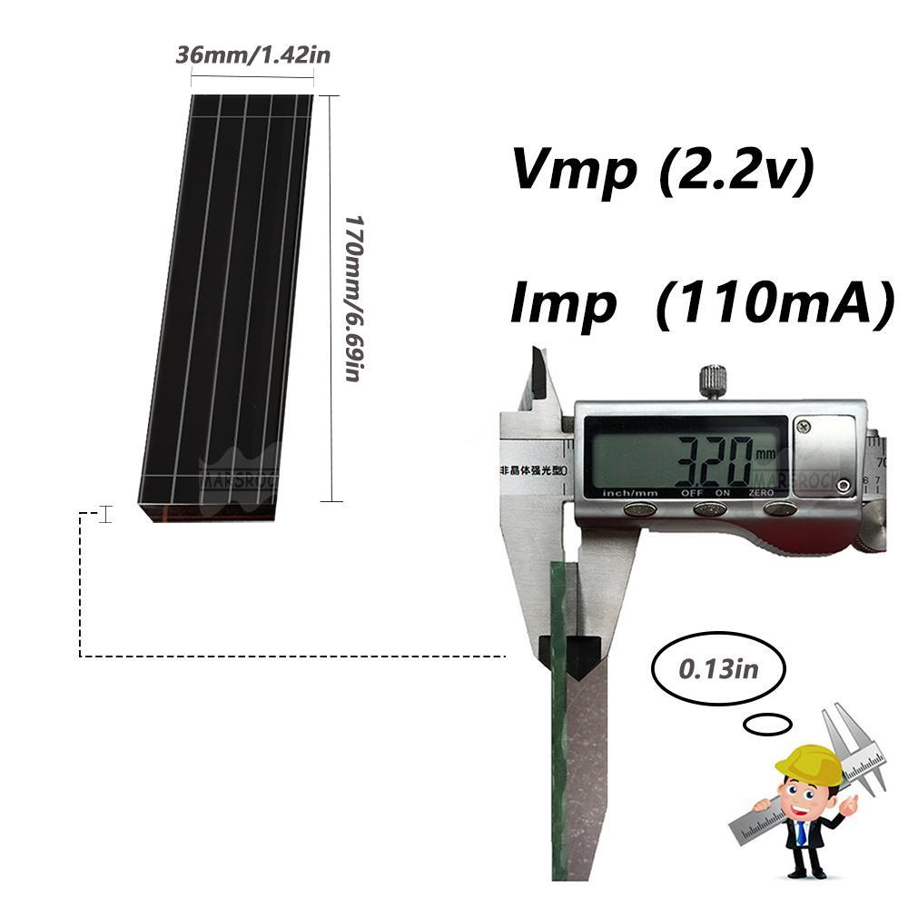Mars Rock MarsRock Customized 2.2V 110mA 170*36*3.2mm High Light Amorphous Solar Cell Mini Small Solar Panel Light