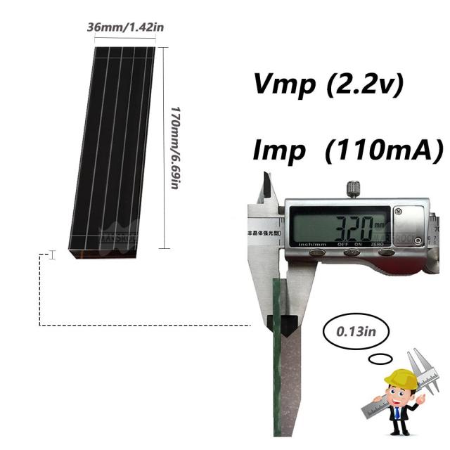 Mars Rock MarsRock Customized 2.2V 110mA 170*36*3.2mm High Light Amorphous Solar Cell Mini Small Solar Panel Light