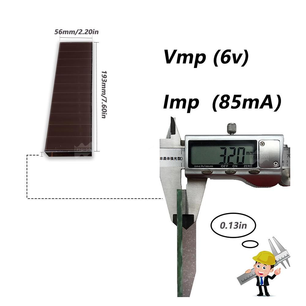 Mars Rock MarsRock Customized 6.1V 76.4mA 193*56*3.2mm High Light Amorphous Solar Cell Mini Small Solar Panel Light