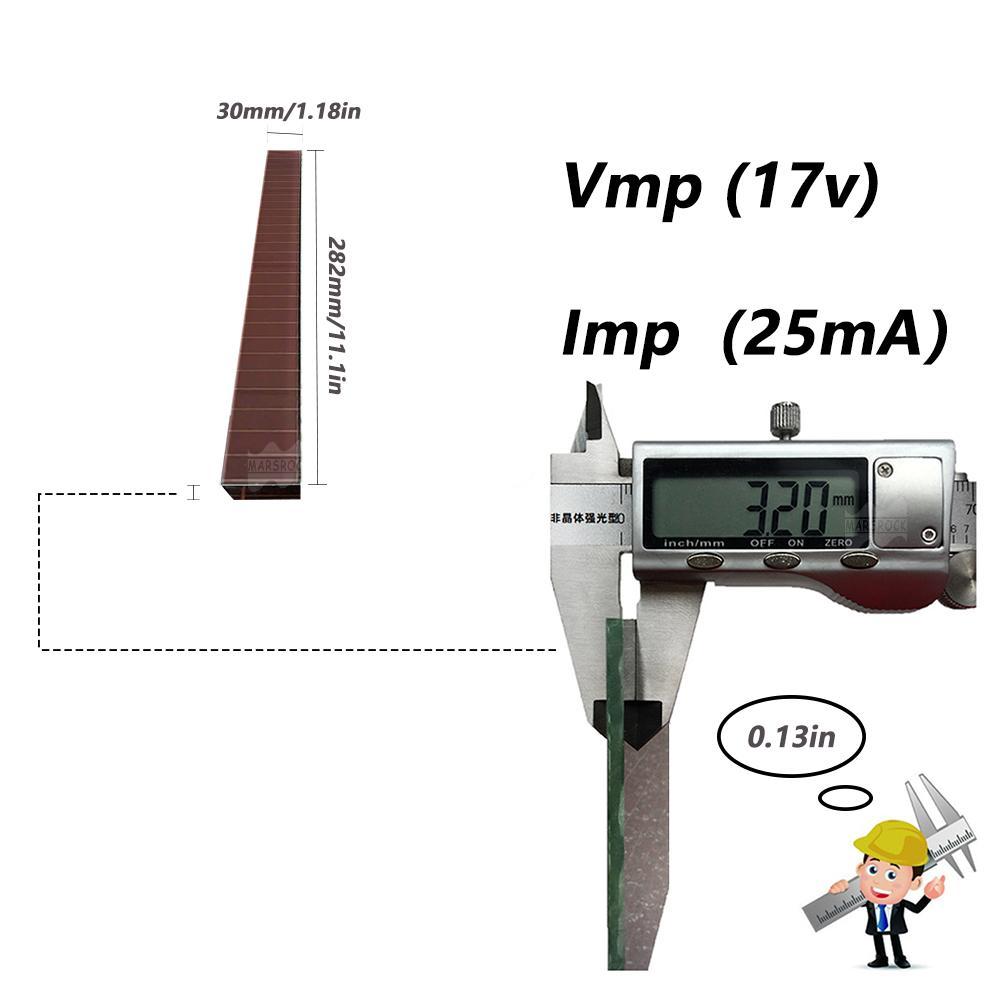 Mars Rock MarsRock Customized 17.0V 45mA 282*30*3.2mm High Light Amorphous Solar Cell Mini Small Solar Panel Light