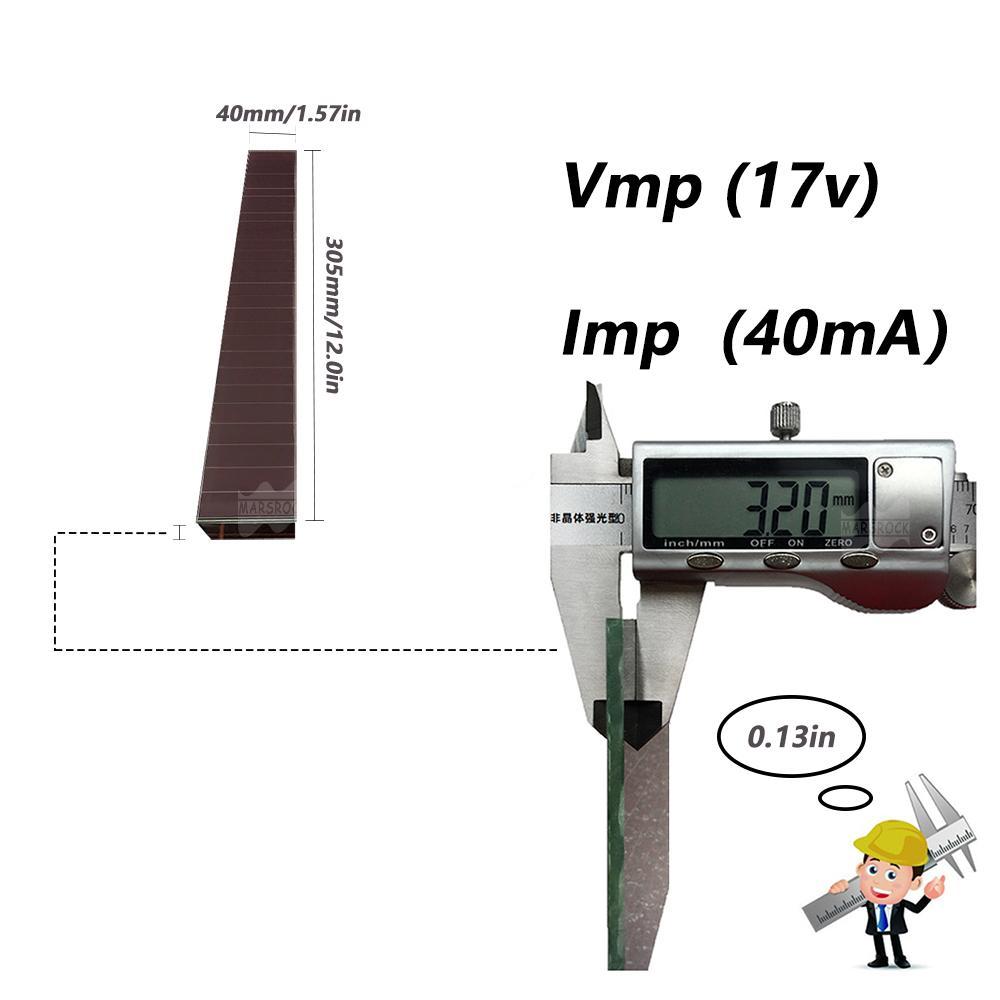 Mars Rock MarsRock Customized 17.0V 50mA 305*40*3.2mm High Light Amorphous Solar Cell Mini Small Solar Panel Light