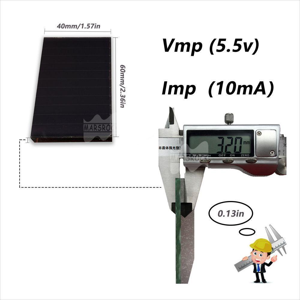 Mars Rock MarsRock Customized 5.5V 10mA 60*40*3.2mm High Light Amorphous Solar Cell Mini Small Solar Panel Light