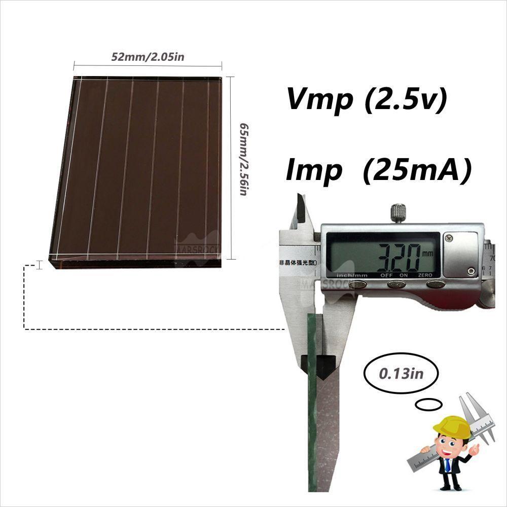 Mars Rock MarsRock Customized 2.9V 67.6mA 65*52*3.2mm High Light Amorphous Solar Cell Mini Small Solar Panel Light