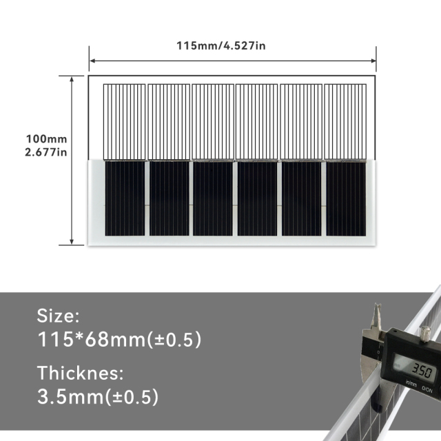 Mars Rock MarsRock Customized 115*68*3.5mm Monocrystalline Solar Cell  Solar Panel Waterproof Glass laminated sheet