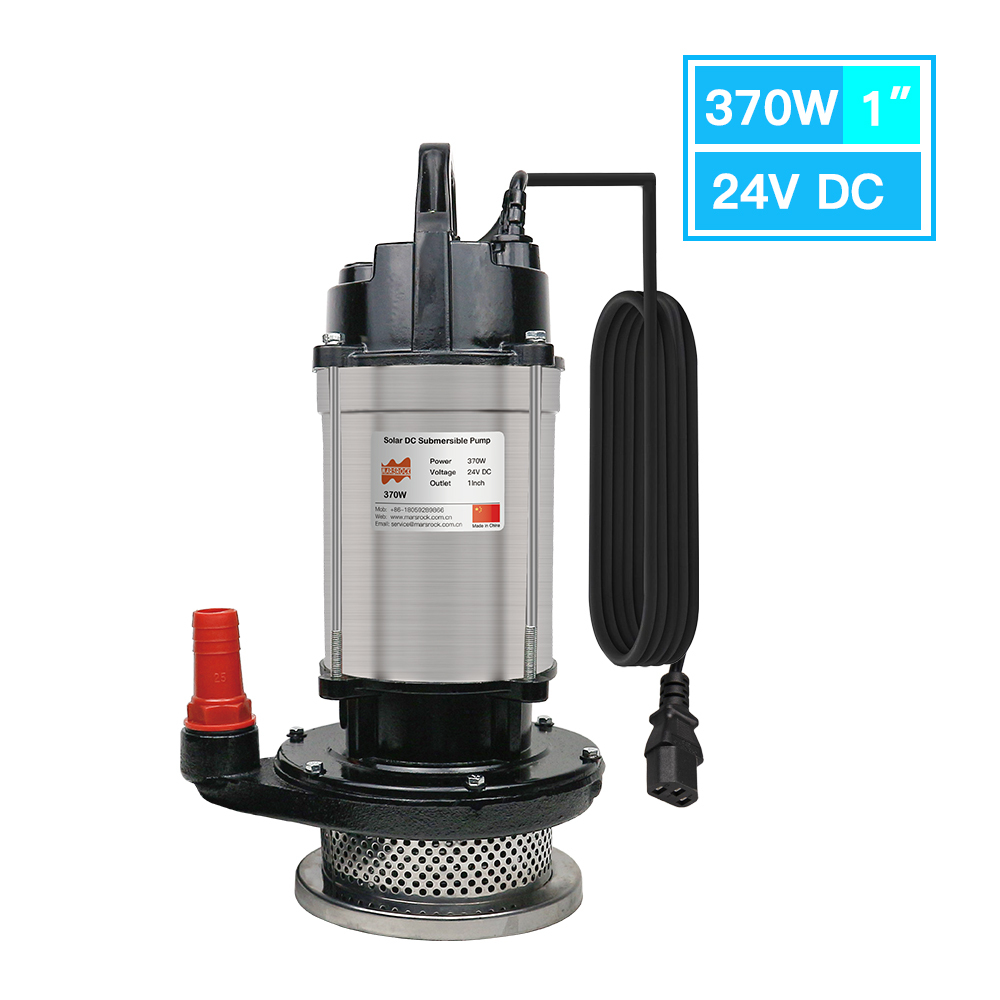 Mars Rock Mars Rock 370W 24V DC Optional Outlet 1"/2"/3" Inch DC Brushless Solar Submersible Water Pump Inserted MPPT Controller built-in controller Driven By Battery