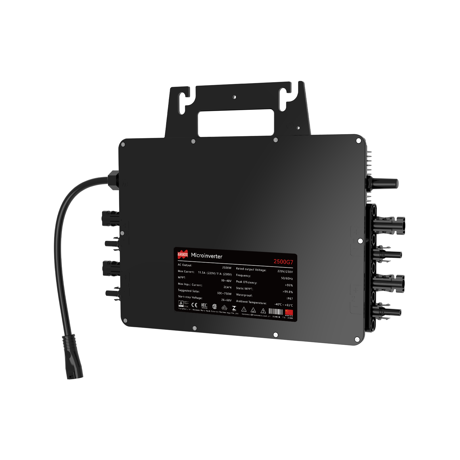 Mars Rock 2500W 230V 4MPPT IP67 WiFi Microinverter Suitable for Balcony System