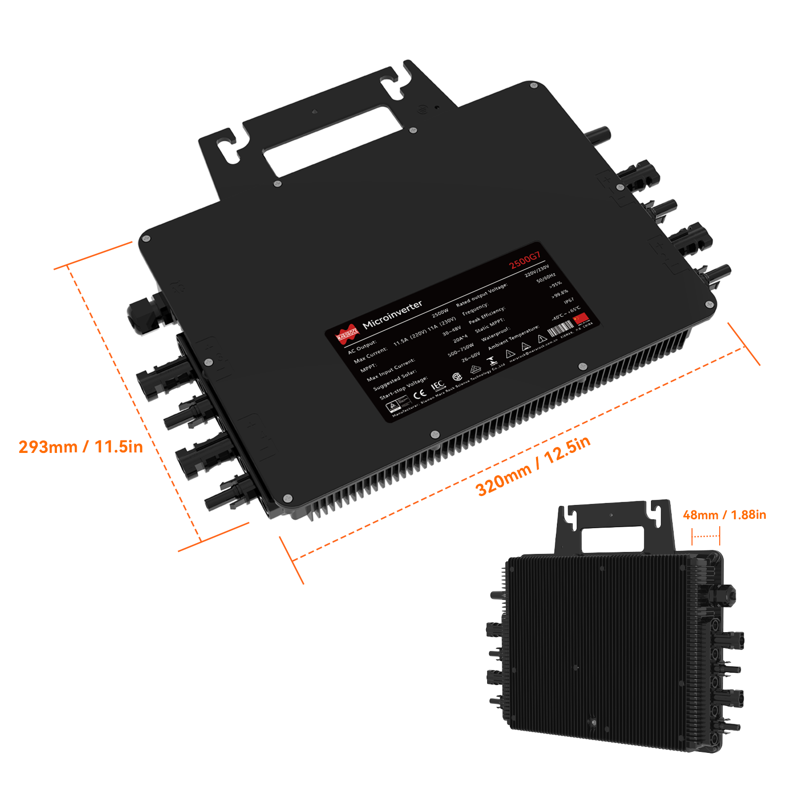 Mars Rock 2500W 230V 4MPPT IP67 WiFi Microinverter Suitable for Balcony System