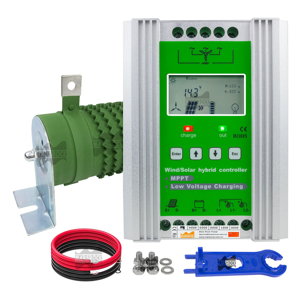 Mars Rock MarsRock 1400W 12V/24V Smart MPPT Booster Wind Solar Hybrid Charge Controller for Wind  0- 800W Solar 0- 600W With Dump Load For Street Lamp Monitor System