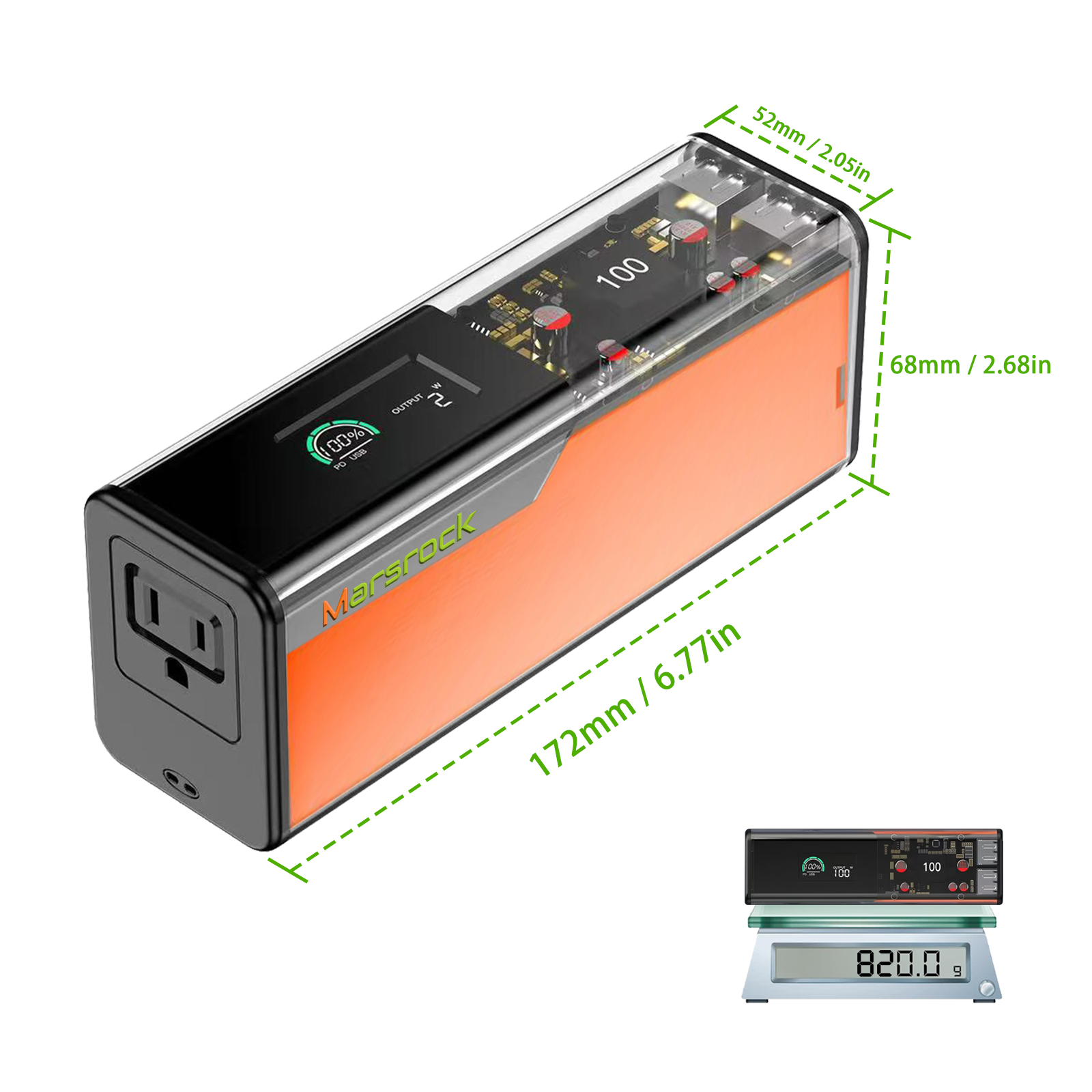 Mars Rock MarsRock  100W Portable Power Station Pure Sine Wave AC Outlet 27000mAh Power Bank with LCD Display for Home Use Outdoor Camping