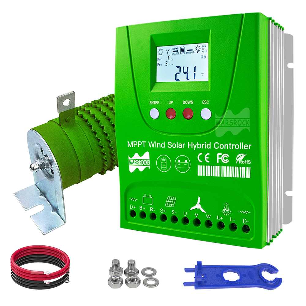 Mars Rock 12/24V 2000W Hybrid Wind Solar Charge Controller Wind Turbine Controller MPPT Solar Charge Controller Pioneer Version Charge Lithium & Lead Acid GEL Battery